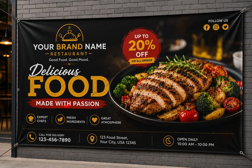 [LIPM-BAN-004] Restaurant Delicious Food Banner